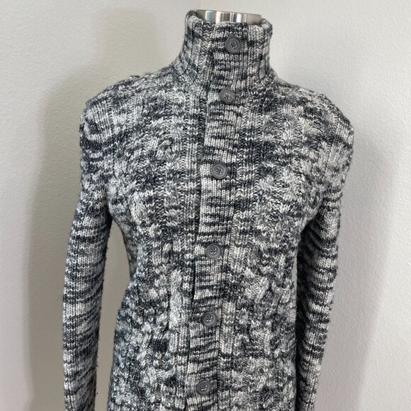 Banana Republic Womens Medium Marled Cardigan Sweater Wool Blend Chunky Knit - Picture 8 of 13